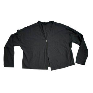 Cut Loose Black Open Cardigan Jacket Size  XL Cotton Linen Artsy Relaxed